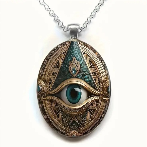 Elegant Eye Pattern Oval Class Necklace. - Picture 5 of 7